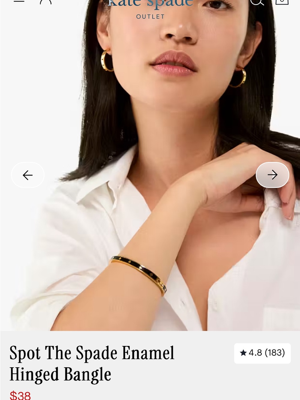 kate spade Gold and Black Heart Enamel Bangle Bracelet - Picture 8 of 8